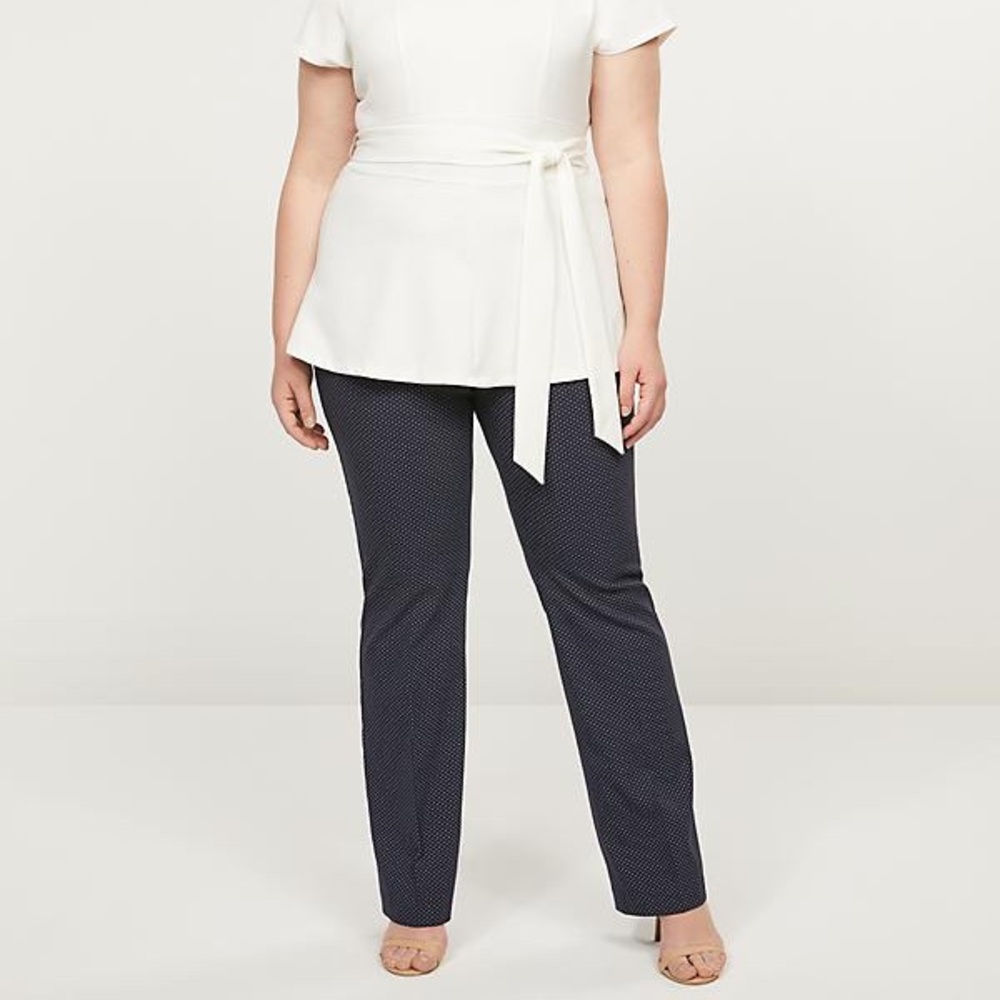 Curvy Allie Navy Dot Dress Pants [28R]